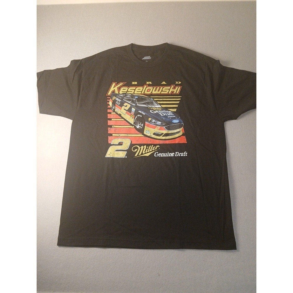 NASCAR Brad Keselowski T-Shirt Mens X L #2 Miller Lite Penske Racing Doublesided